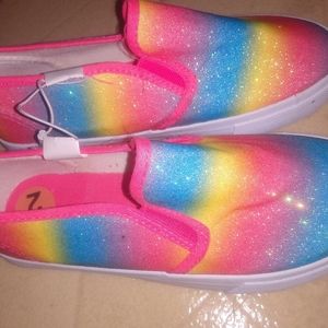 Shimmery rainbow slippers